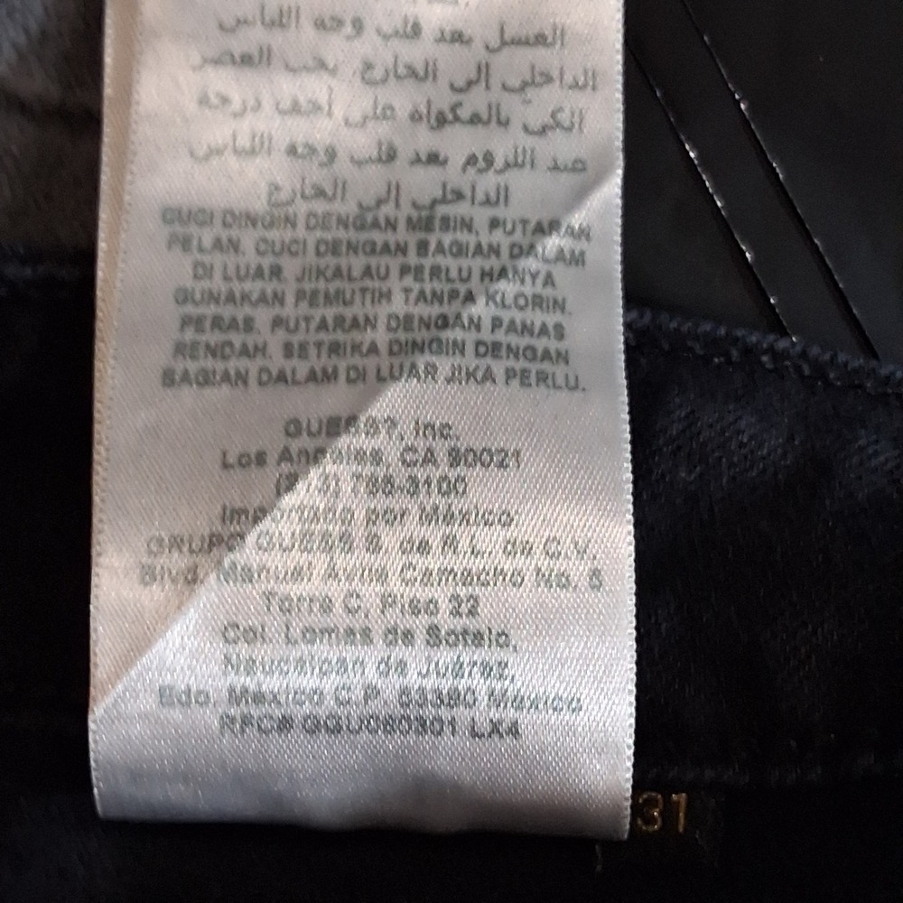 Guess Sexy Curve Skinny Jeans Black Coated Distressed Shredded Mid Rise 33x28 - Picture 6 of 14